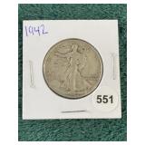 1942 Walking Liberty Half Dollar Silver Coin