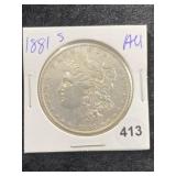 1881 S AU Morgan Silver Dollar Coin