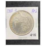 1881 O AU Morgan Silver Dollar Coin