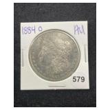 1884 O AU Morgan Silver Dollar Coin