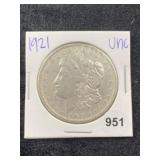 1921 UNC Morgan Silver Dollar Coin