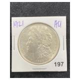 1921 AU Morgan Silver Dollar Coin