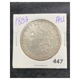 1883 AU Morgan Silver Dollar Coin