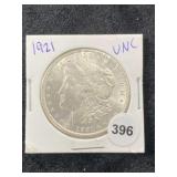 1921 UNC Morgan Silver Dollar Coin