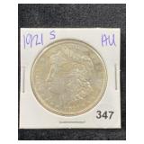 1921 S AU Morgan Silver Dollar Coin