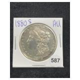 1880 S AU Morgan Silver Dollar Coin