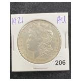 1921 AU Morgan Silver Dollar Coin