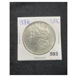 1886 UNC Morgan Silver Dollar Coin