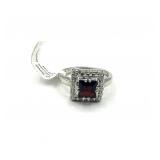 STERLING SILVER NATURAL GARNET RING SZ-6.75