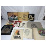 11PC lot of drawings and paintings