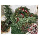 Assorted lot of Christmas wreaths and greenery