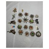 21PC lot of vintage tin Christmas ornaments