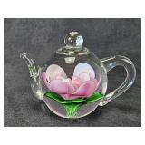 Dynasty Gallery Pink Rose Teapot Paperweight