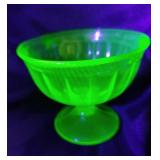 Federal Glass Fluted Rope Green Uranium Dish