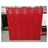 5 Red Metal Lockers # 1-5