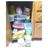 Contents of cabinet plastic storage includes