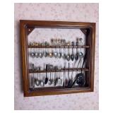 Spoon display case,  including spoons