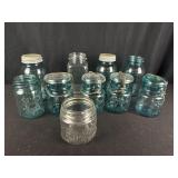 10PC lot of antique canning jars