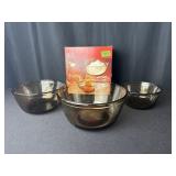 Anchor Hocking 3 PC Amber Mixing Bowl Set