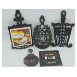 Various Vintage Metal Trivets & Light Switch Plate