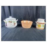 3PC lot of soup bowls and jar