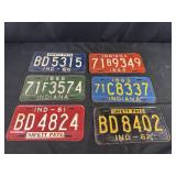 6PC lot of 1960 Indiana license plates