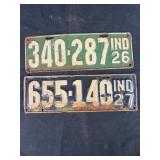 1926 & 1927 Indiana license plates