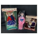 3 Porcelain Dolls New in Packaging