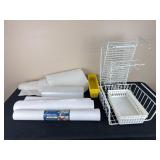 Dish drying racks, organizers, and shelf liner