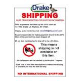 READ ITEM DESCRIPTIONS FOR SHIPPING INSTRUCTIONS