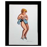 Eugene Mumaw Risque Girl in Towel Pin Up Art