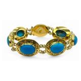 18K Yellow Gold & Turquoise Bracelet