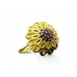 18K Yellow Gold & Ruby Flower Ring