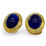 Christian Dior Gold Tone & Lapis Earrings