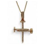 14K Rose Gold Diamond Cross Necklace