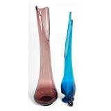 (2) Swung Glass Vases