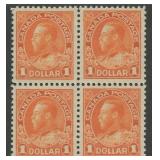 Canada, 1911, $1 Admiral Block of 4 CV $1080