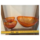 Set of 3 Orange Bowls