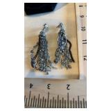 Silver and Gunmetal Tone Tassel Earrings