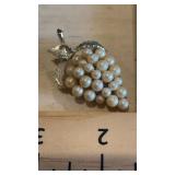 Faux Pearl Grapes Brooch