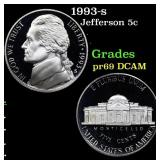 Proof 1993-s Jefferson Nickel 5c Grades GEM++ Proo