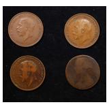 Group of 4 Coins, Great Britain Pennies, 1863, 191