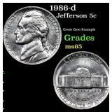 1986-d Jefferson Nickel 5c Grades GEM Unc