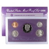 1990 United States Mint Proof Set 5 coins