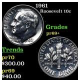 Proof 1961 Roosevelt Dime 10c Grades GEM++ Proof