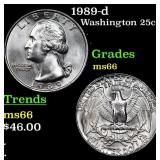 1989-d Washington Quarter 25c Grades GEM+ Unc