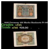 1920 Germany 100 Marks Banknote P# 69b Grades vf+