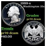 1989-s Proof Washington Quarter 25c Grades GEM++ P