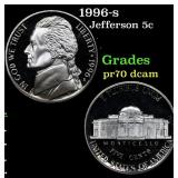 1996-s Proof Jefferson Nickel 5c Grades GEM++ Proo
