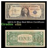1957A $1 Blue Seal Silver Certificate Grades vf+